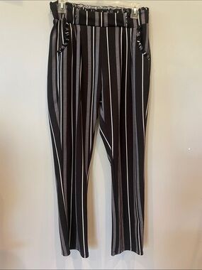 Black and White Vertical Stripe ladies  Pants medium